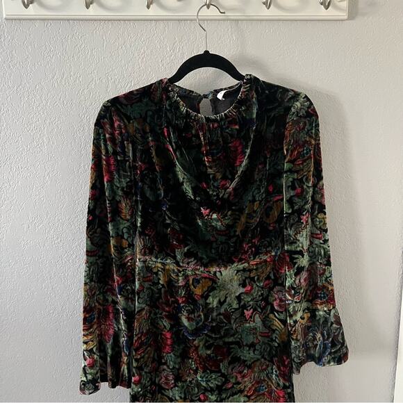 Sandro Swana Floral Velvet Long Sleeve Mini Dress - Picture 6 of 12